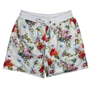 NWT YoungLA Sublimation Printed Mesh Athletic Shorts, All-over Floral/bird Small